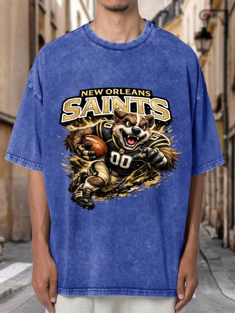 New Orleans Saints Vintage Blue Graphic T-Shirt NFL Football Fan Tee M2LXOT7UJS